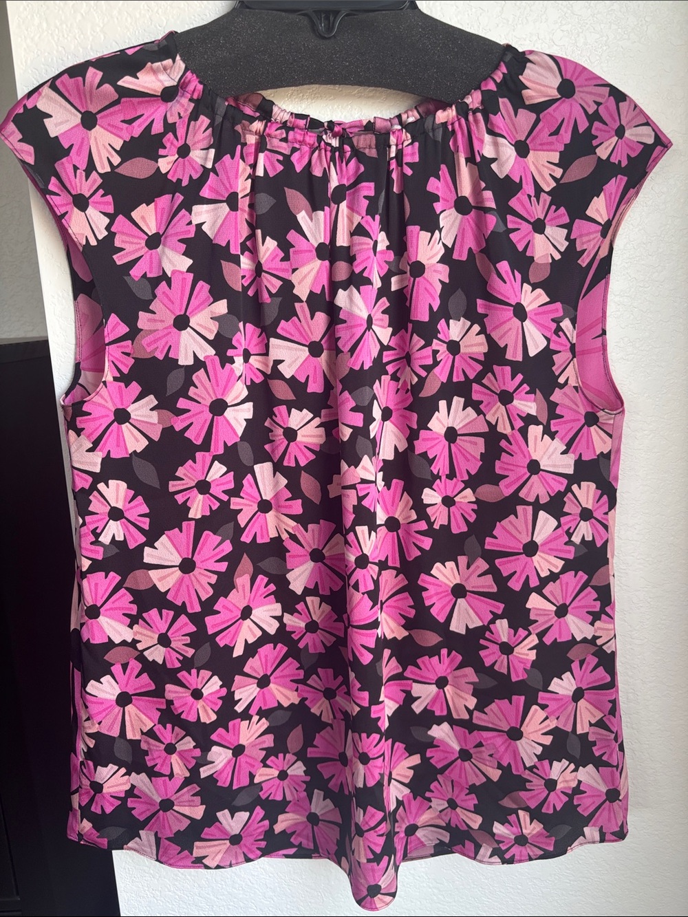 kate spade Black Sleeveless Top with Pink Floral Print